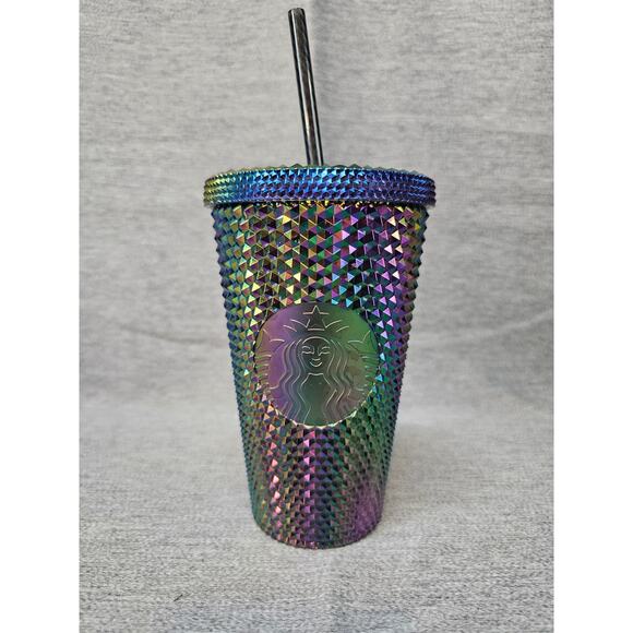 Starbucks Oil Slick Rainbow Studded Tumbler 16oz Grande Cold Cup Fall 2023 - Picture 1 of 5
